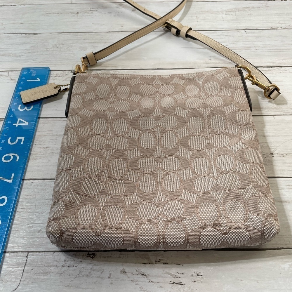 Coach Signature Logo Canvas Crossbody Tan Bag - Picture 5 of 10